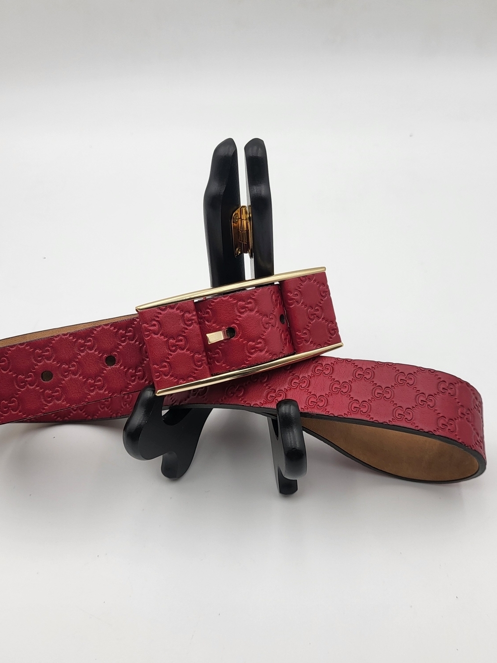 Gucci Soft Microguccissima Margaux Calfskin 85-34 Belt Rosso..Authentic..